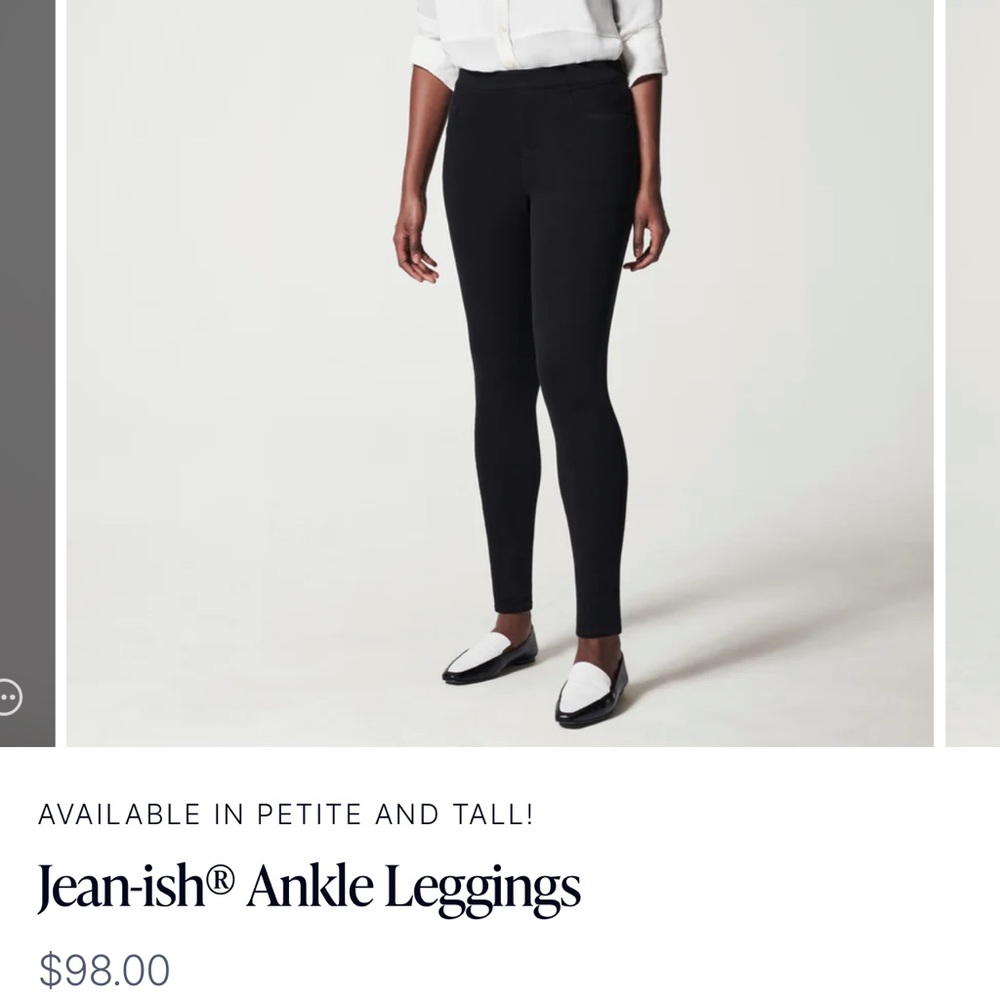 Spanx Like New- Black Jeanish Leggings- Size Large, inseam is short; 24.5 in